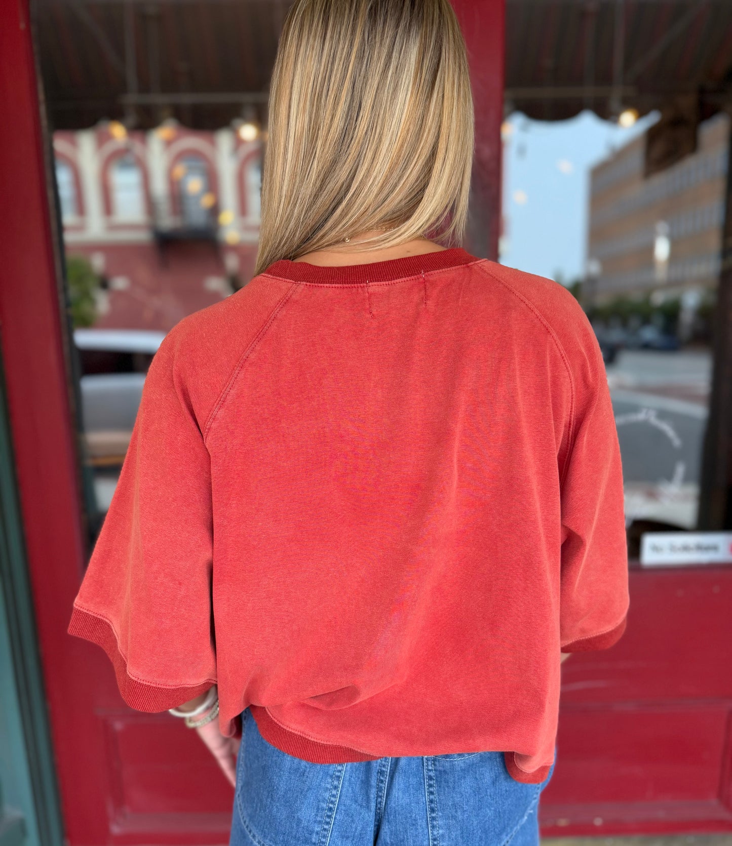 Rosewood Retreat – Red French Terry Top