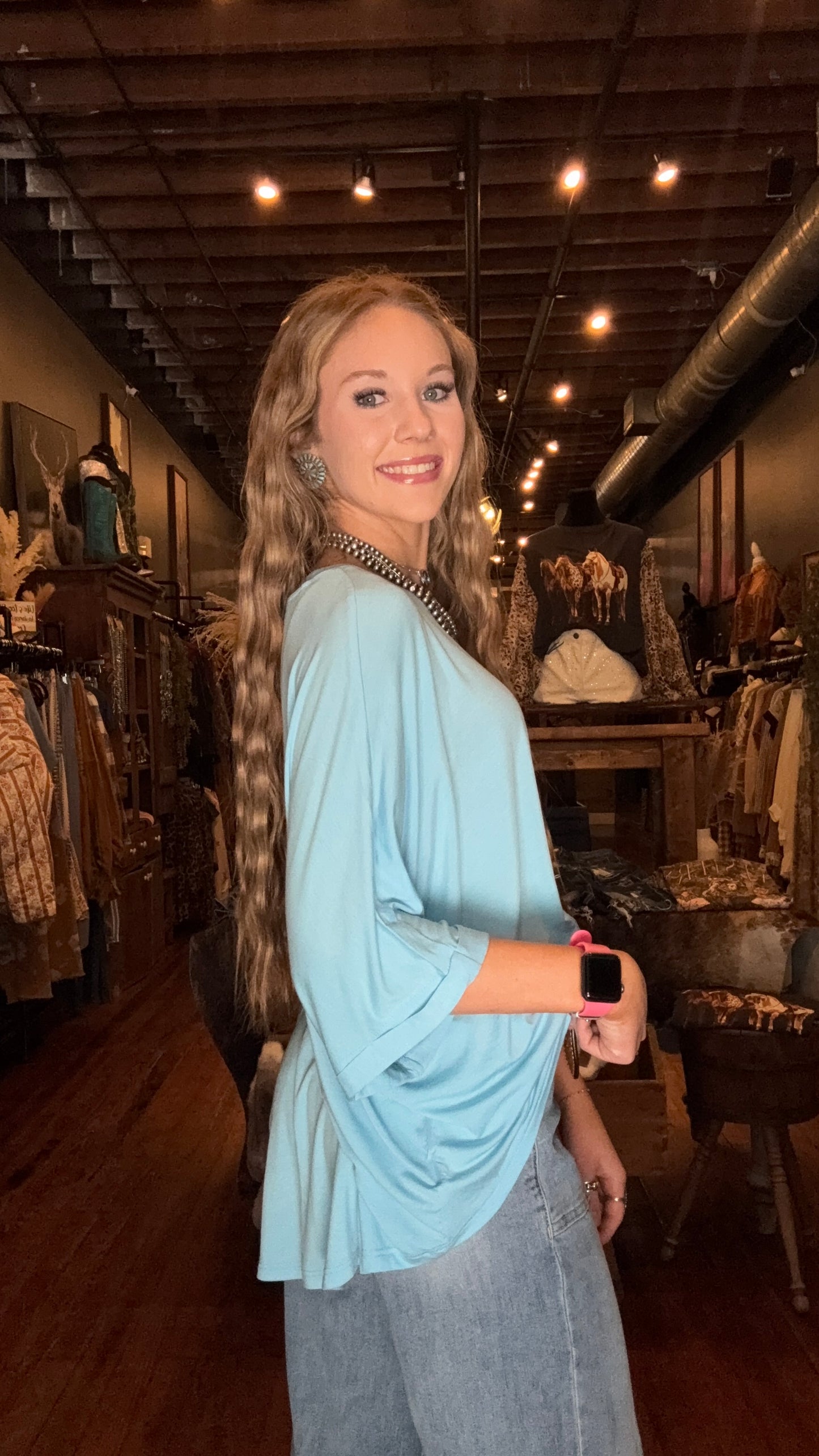 Drift & Drape – Oversized Crop Sky Blue