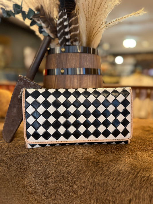 Painted Prairie Checkered – Leather Wallet & Wristlet