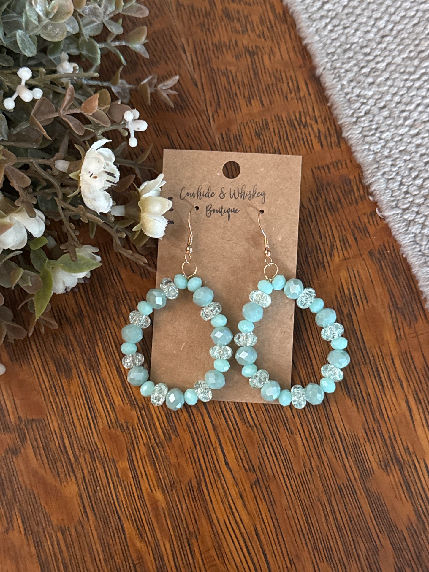 Mint Crackle - Earrings