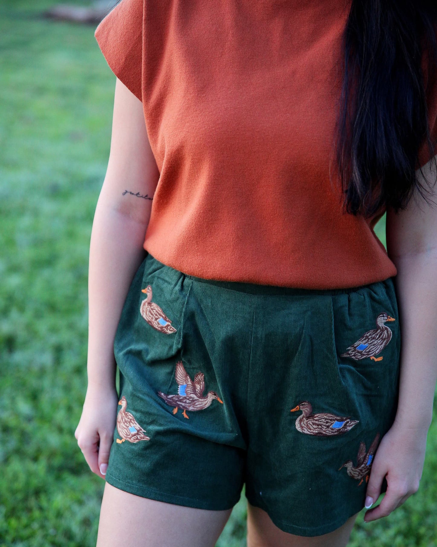 Mallard at Dusk – Hunter Green Corduroy Shorts