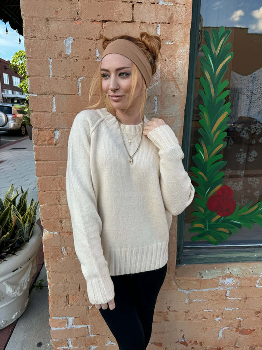 Oversized Crew Neck Sweater - Cream *Door Buster*