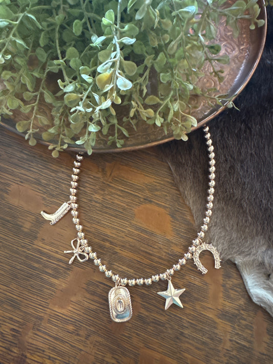 Beaded Charm - Gold Necklace