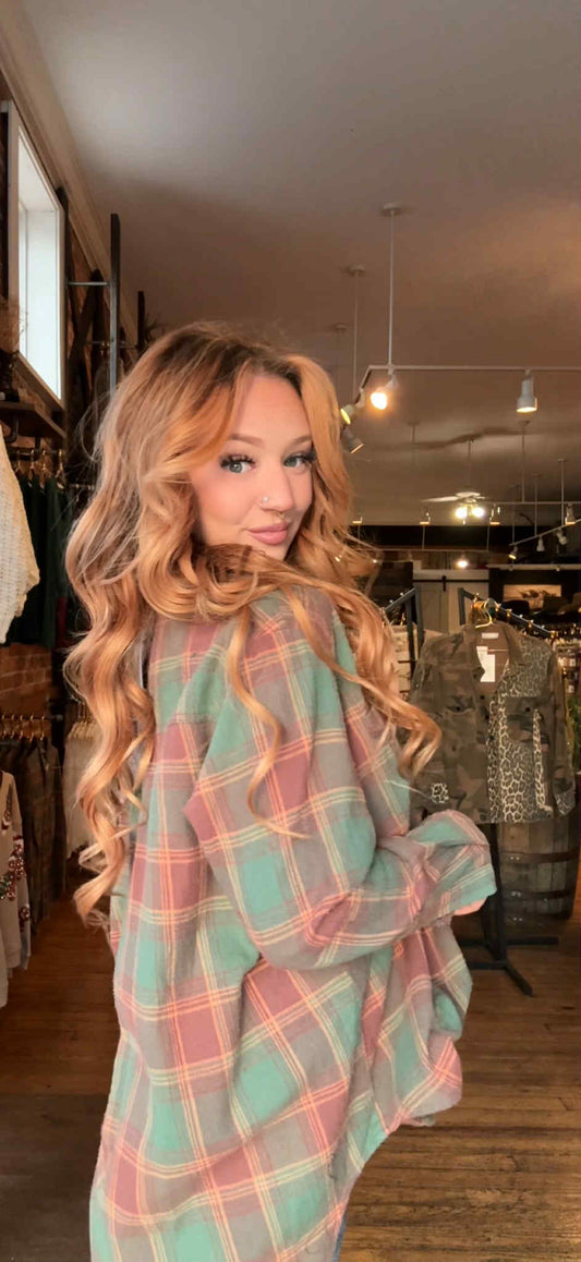 Evergreen Ember - Plaid Flannel Top