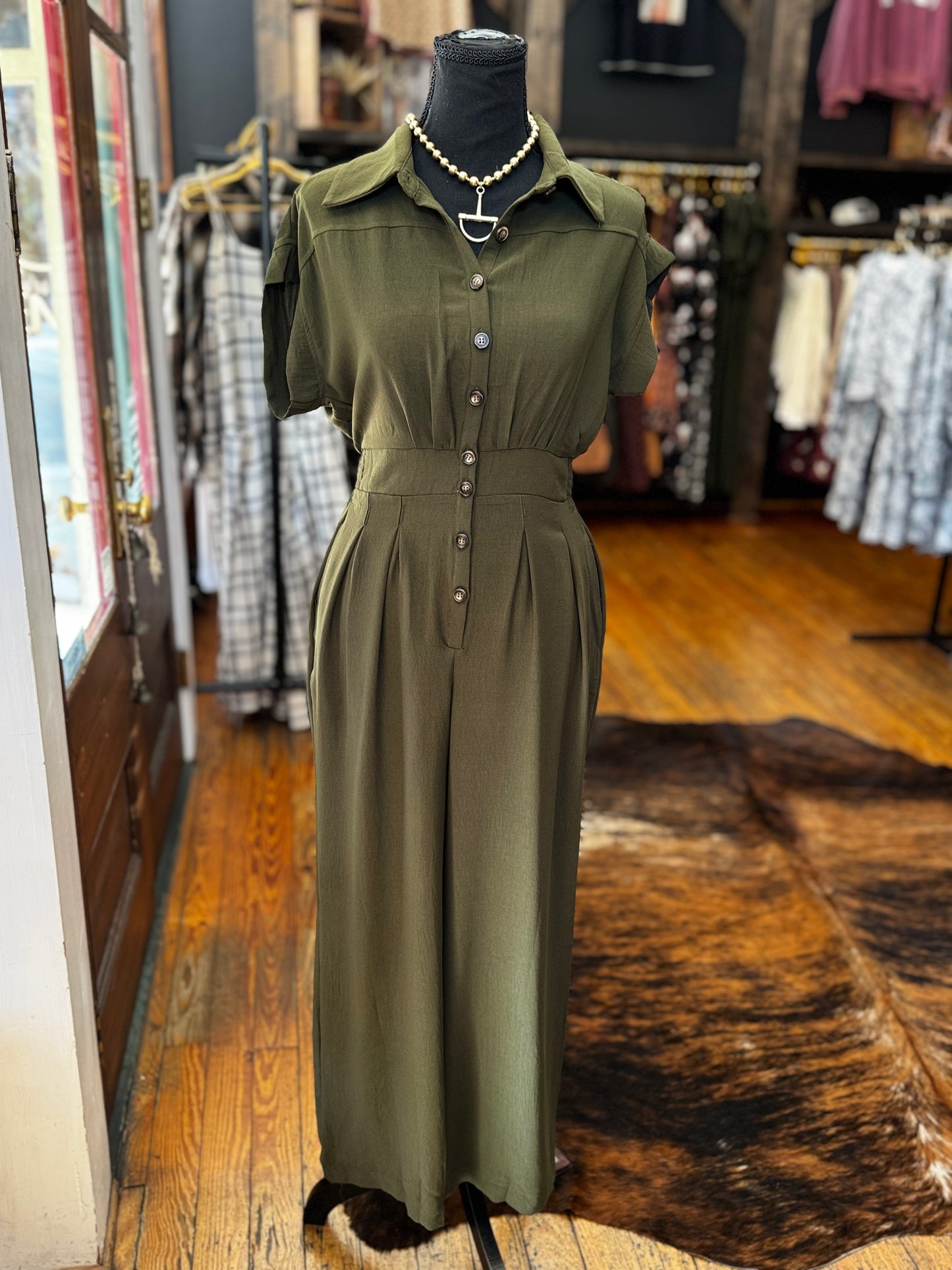 A Touch of Grace – Olive Wide-Leg Jumpsuit
