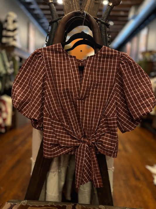 Rustic Ruby – Dark Red Plaid Top