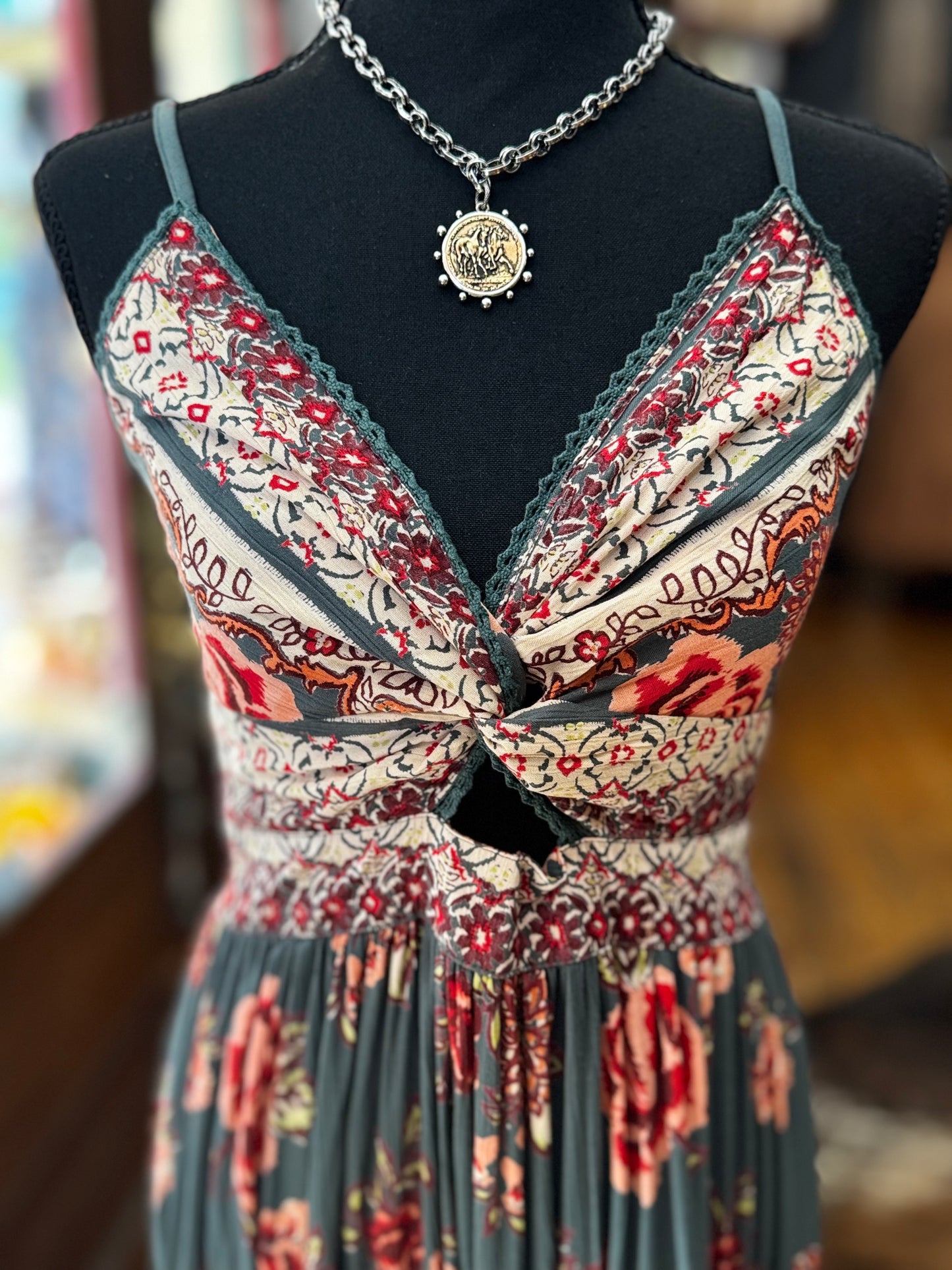 Born to Wander – Olive Floral Maxi Dress