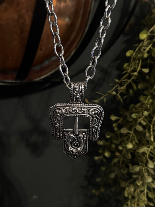 Buckle Down - Silver Necklace