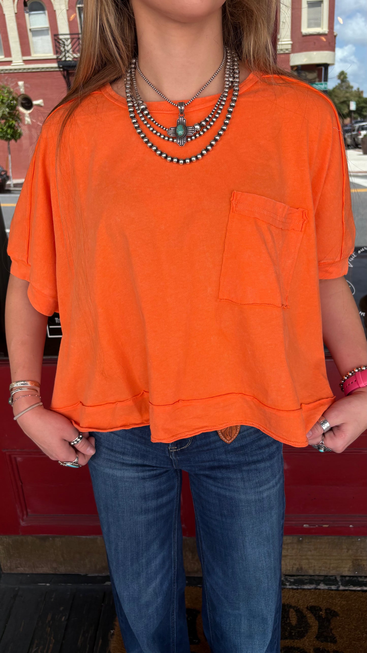 Citrus Cowgirl – Orange Cropped Tee