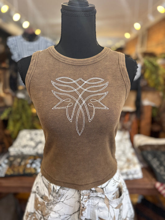 Boot Stitch – Brown Tank Top