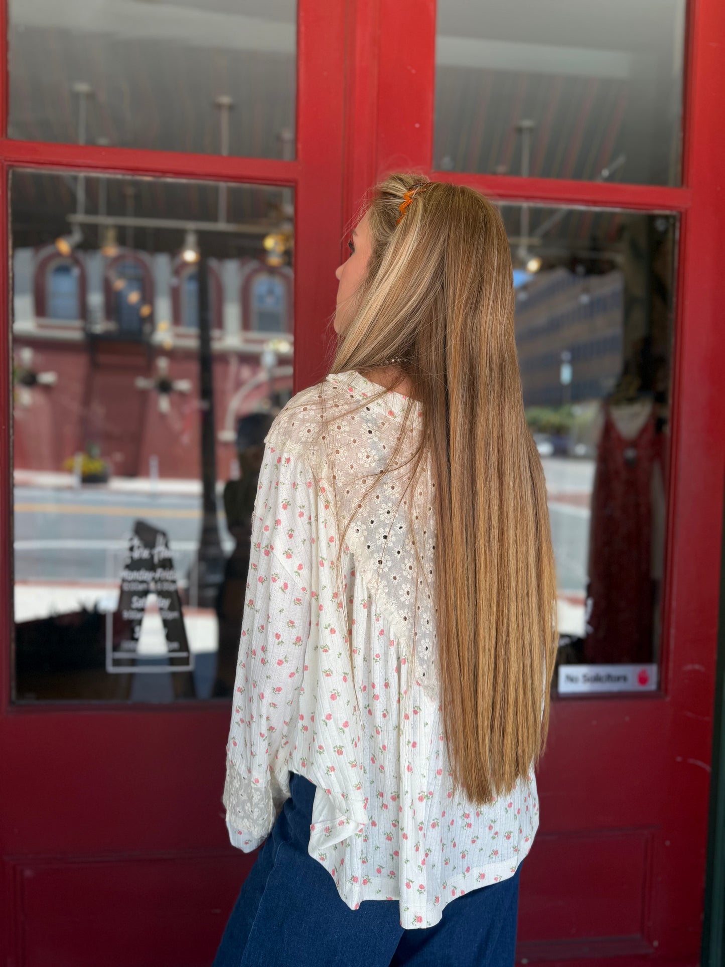 Pink Clover Lace – White Floral Top