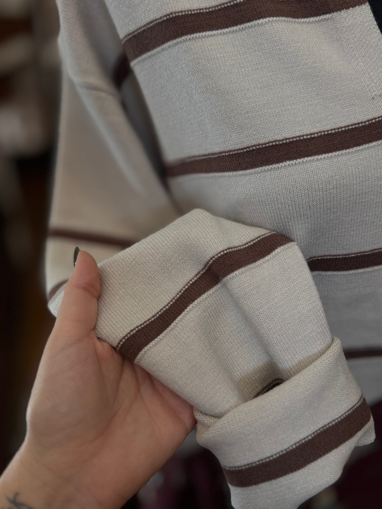 Crisp Fall Morning – Ivory Stripe Sweater