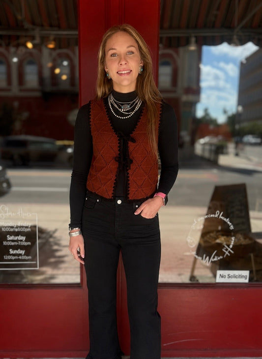 Midnight Ember – Rust Knit Vest