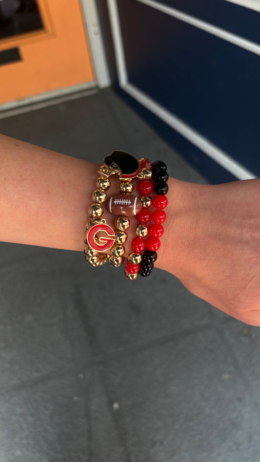 Black & Red Game Day - Bracelet Stack