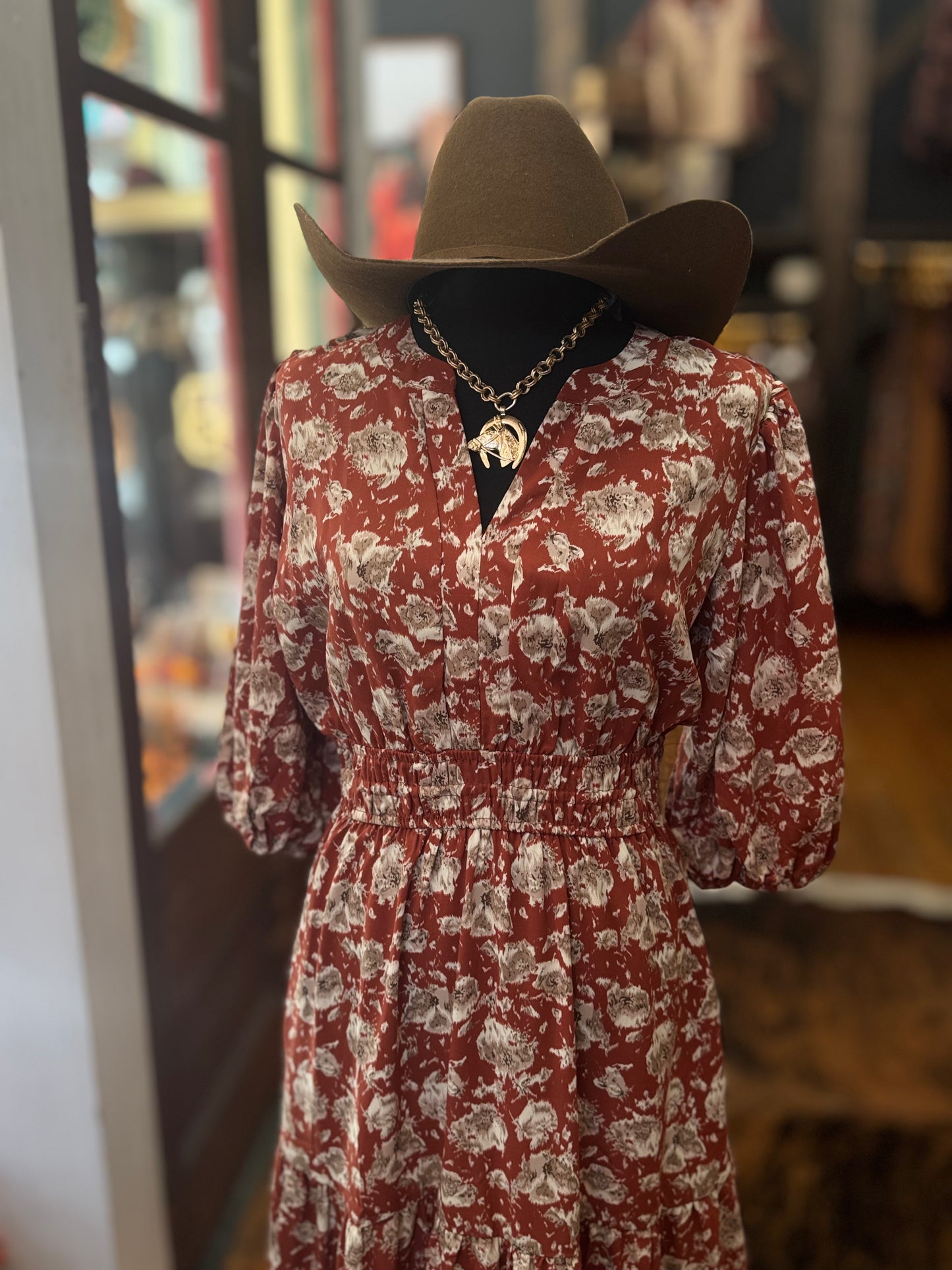Cottage Romance – Rust Maxi Dress