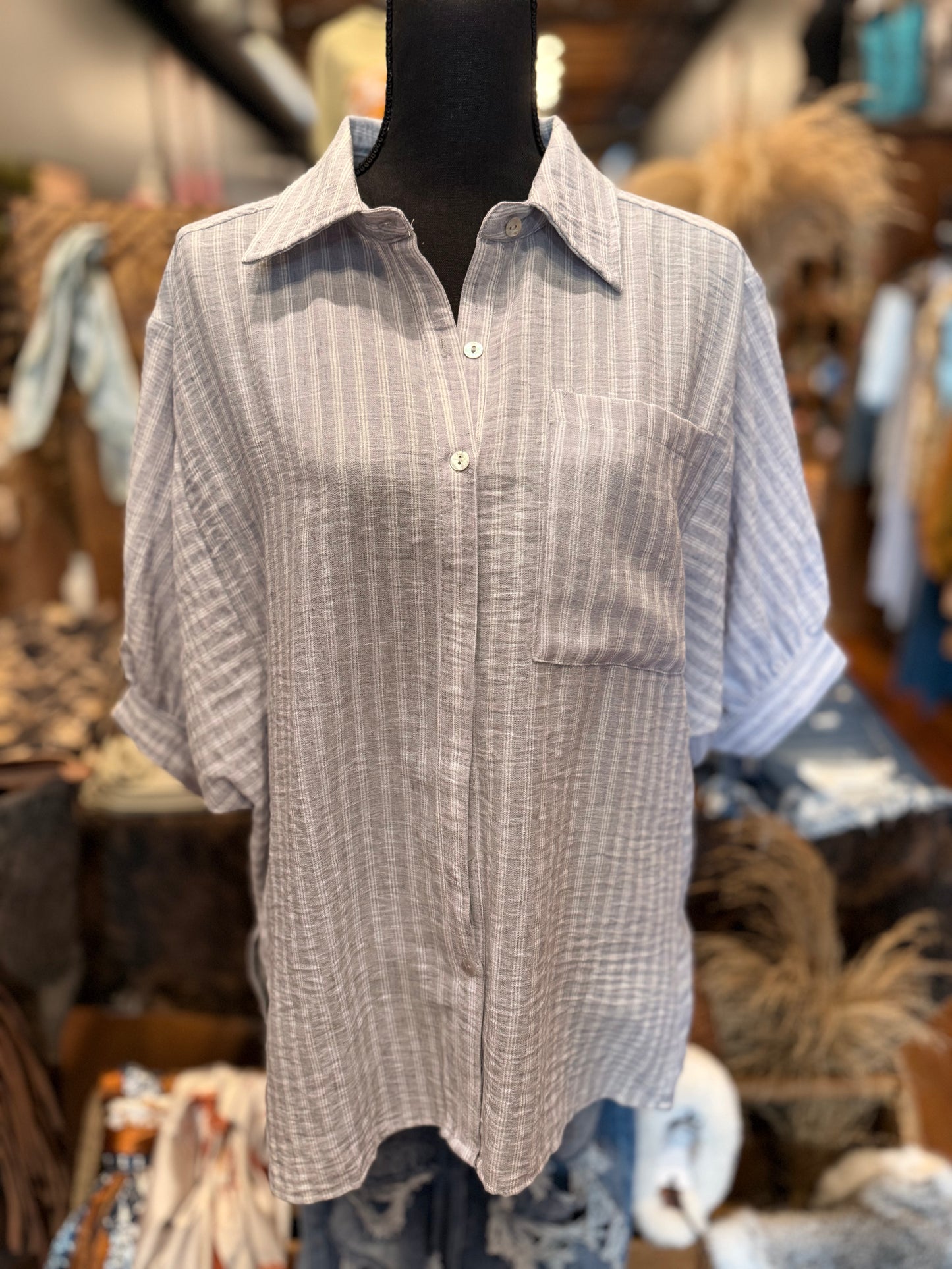 Powder Blue Creek – Stripe Dolman Top
