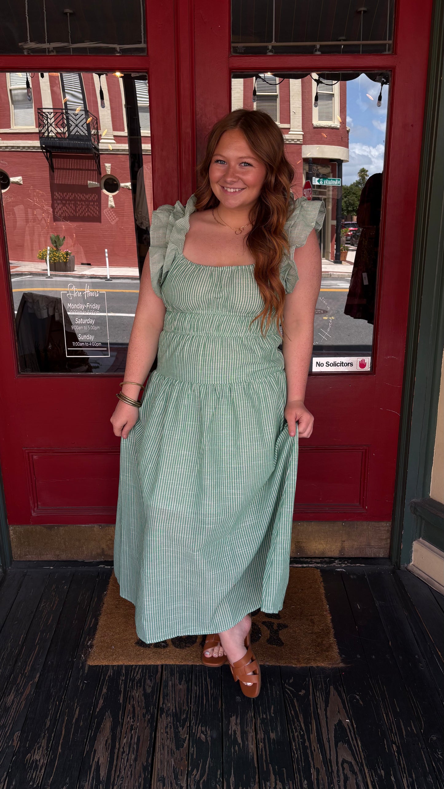 Sweet Clover – Green Striped Dress