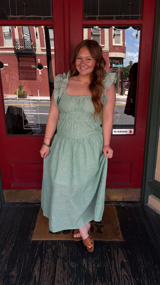 Sweet Clover – Green Striped Dress