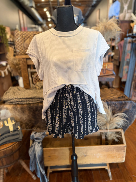 Wander West – Black Printed Shorts