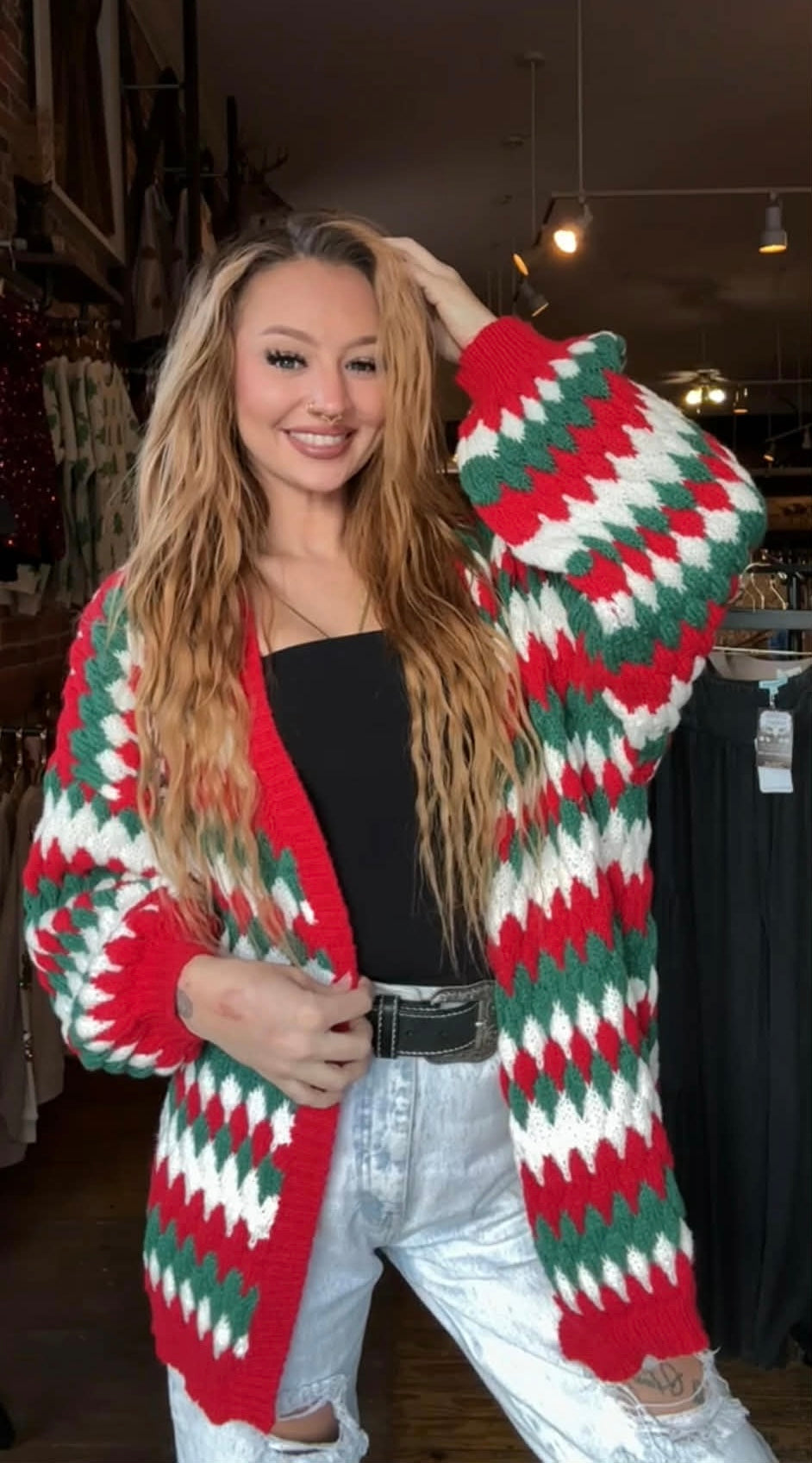 Peppermint Pine - Christmas Stripe Cardigan