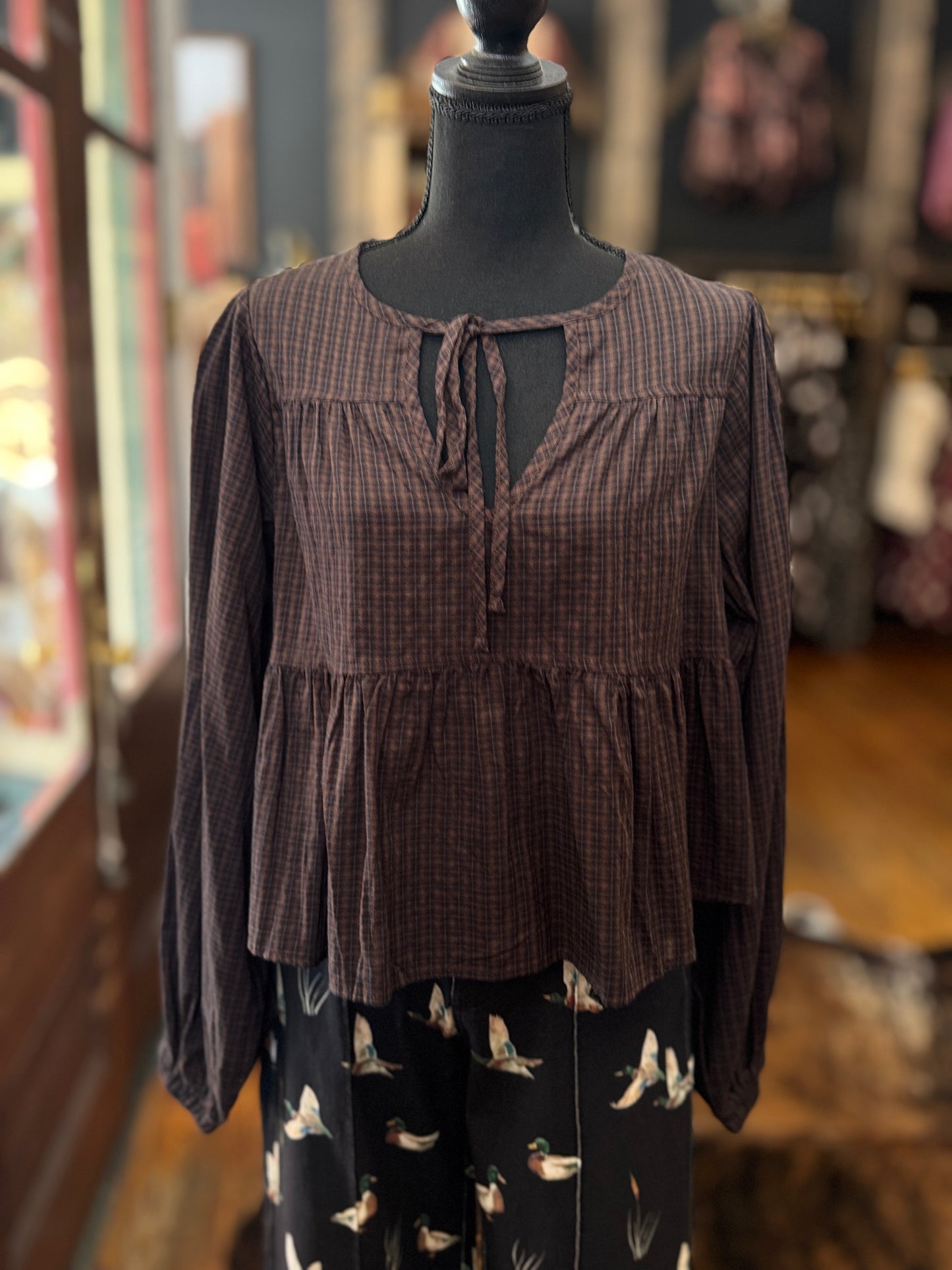 Autumn Darling – Brown Plaid Top