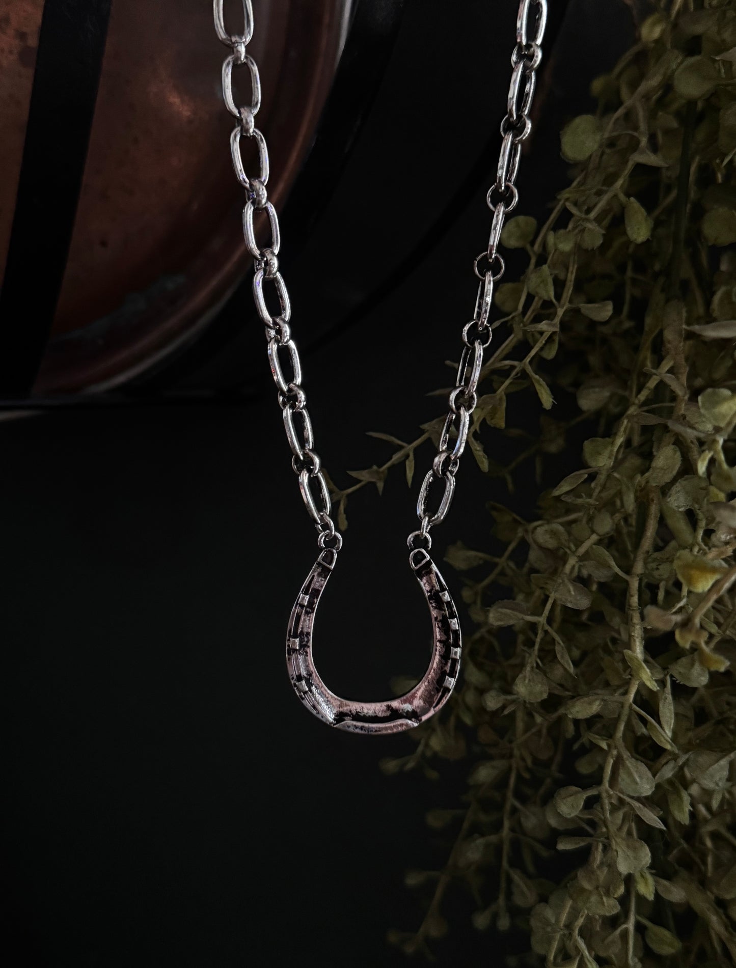 Tarnished Horseshoe - Silver Necklace