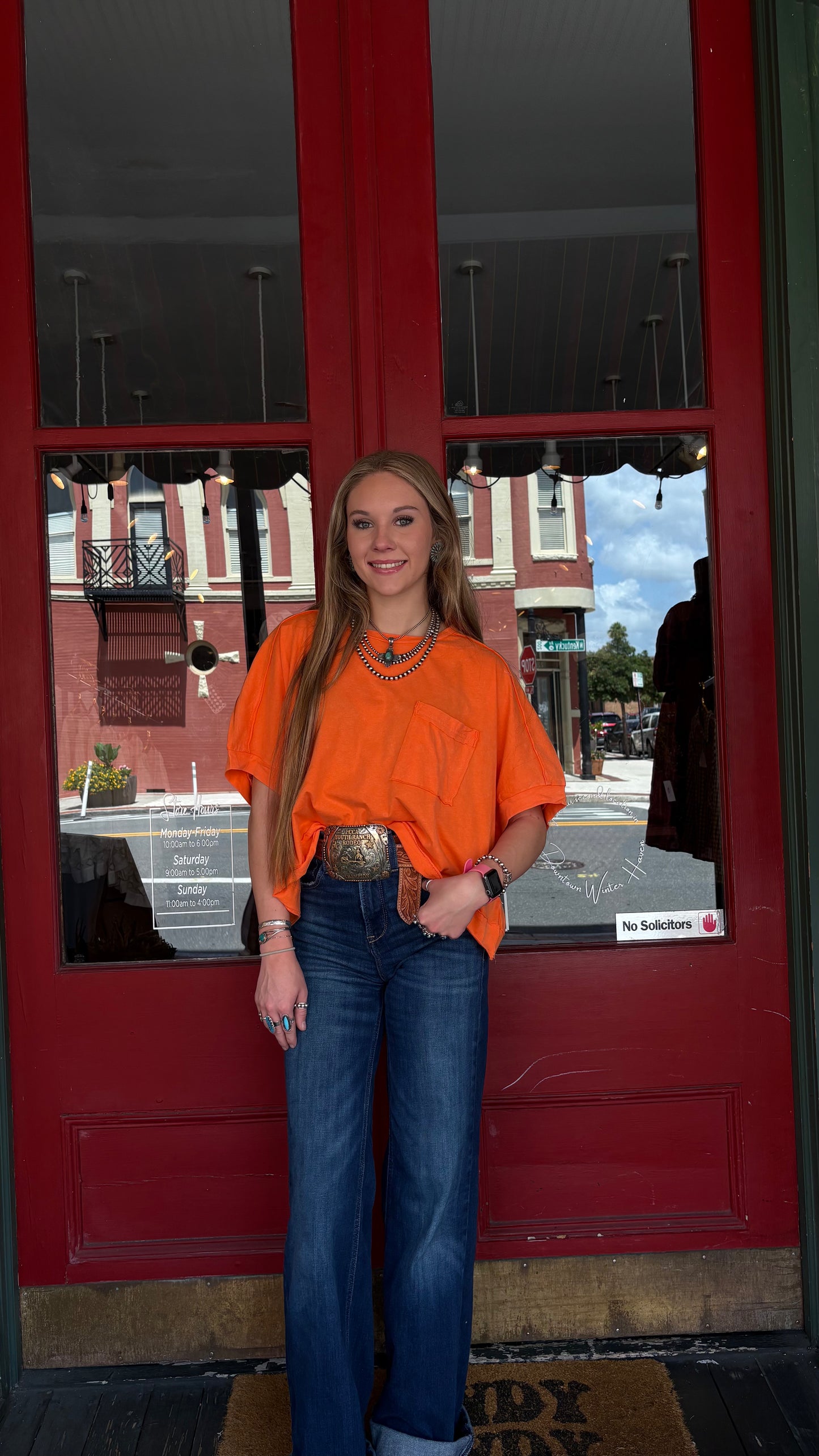 Citrus Cowgirl – Orange Cropped Tee