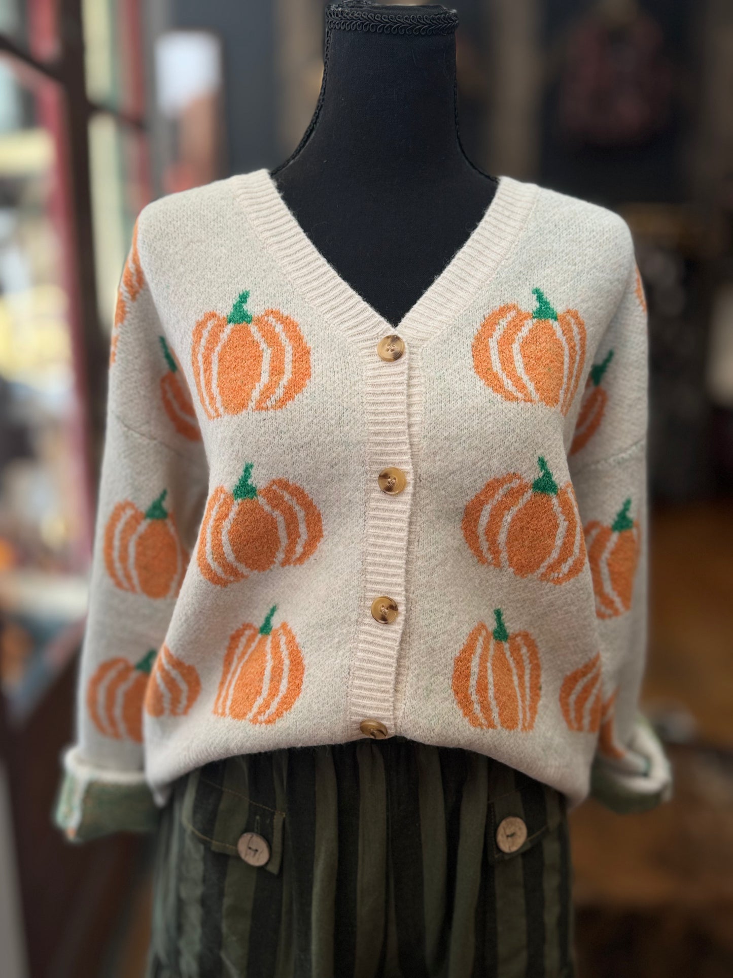 Pumpkin Snuggles - Ivory Cardigan Top