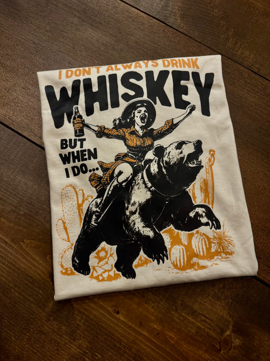 Whiskey Bear- Ivory Graphic Tee