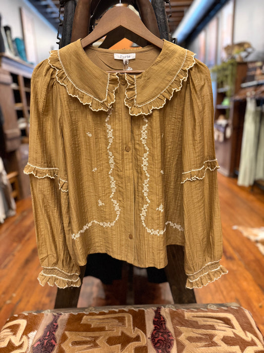 Maribel Meadow – Mocha Button Down Top
