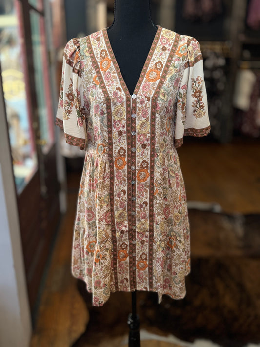 Vintage Petals - Floral Mini Dress