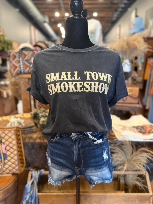 Small Town Smokeshow – Black Crop Graphic Tee