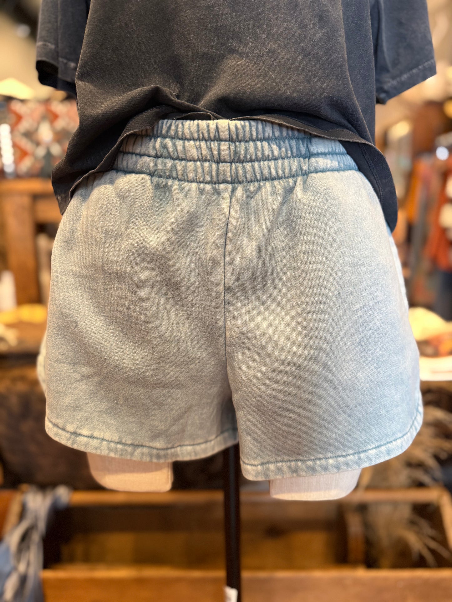 Sweet Escape – Ash Blue Acid Washed Shorts