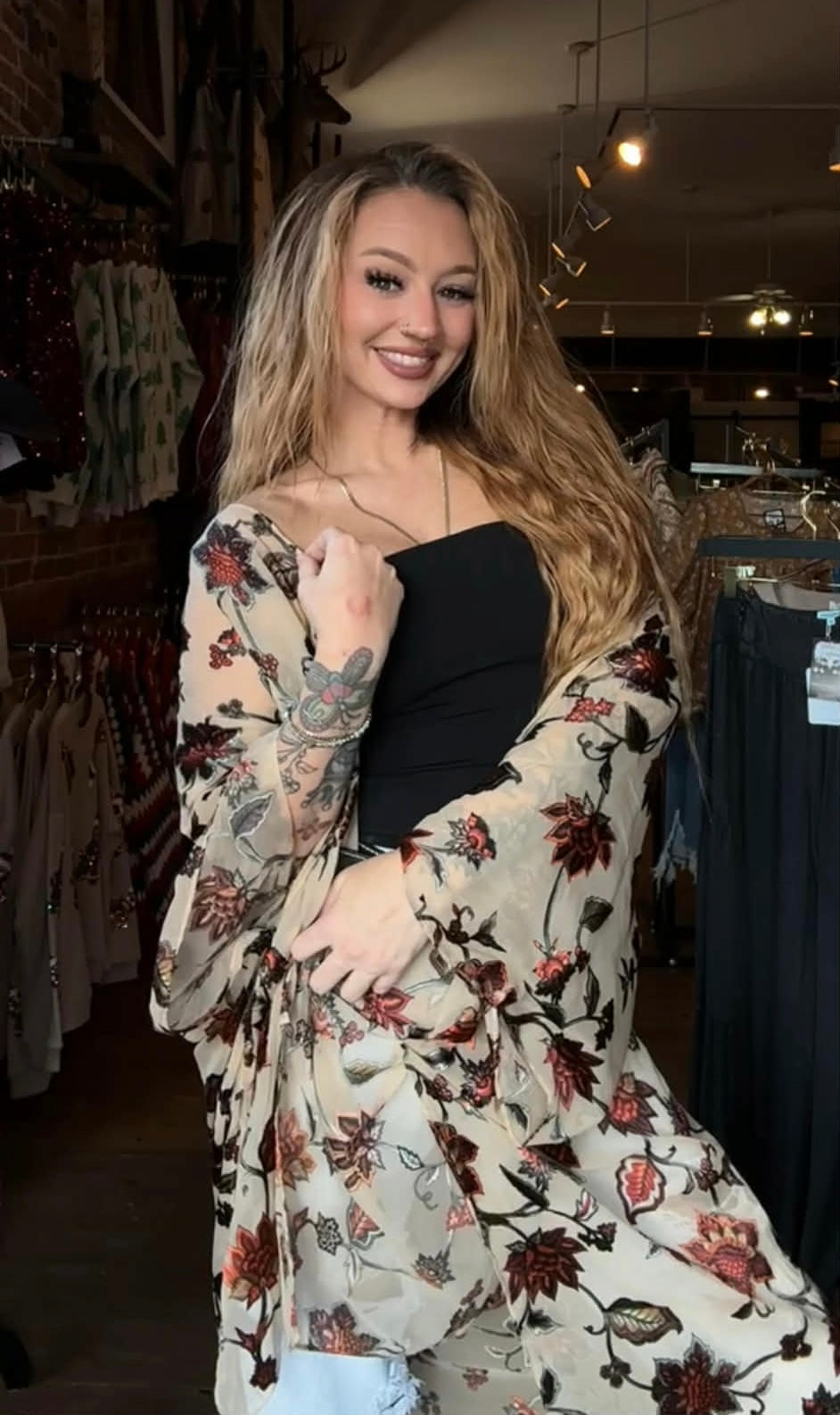 Floral Foil - Sheer Kimono