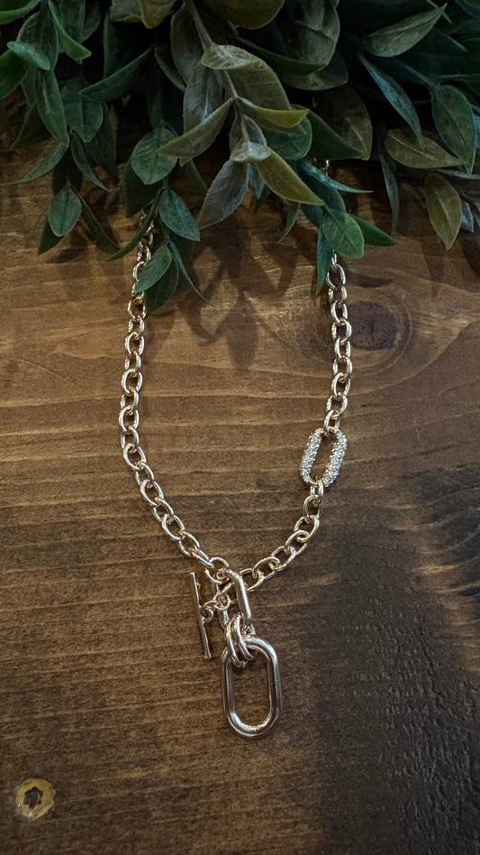 Oval Toggle-Gold Necklace
