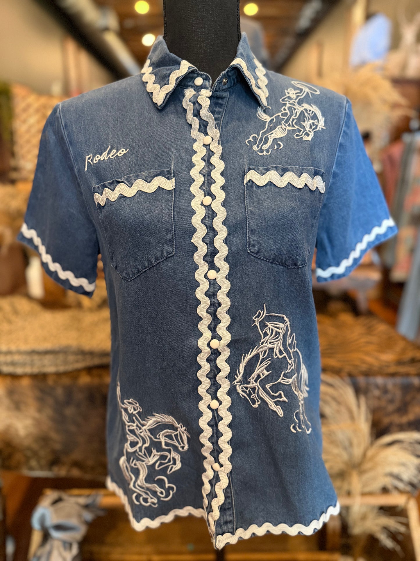 Retro Rodeo – Embroidered Denim Shirt
