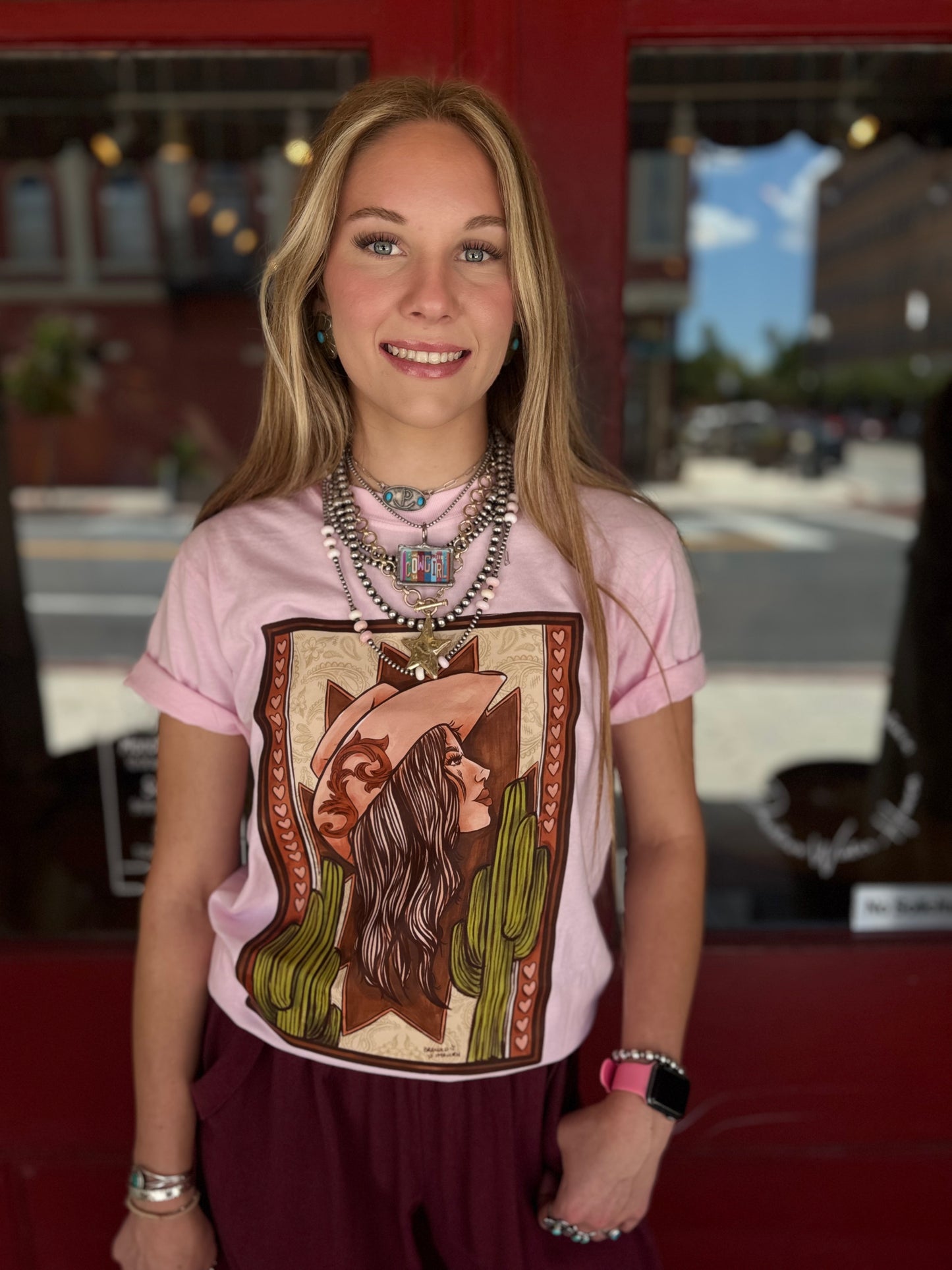 Cactus Cowgirl - Pink Graphic Tee