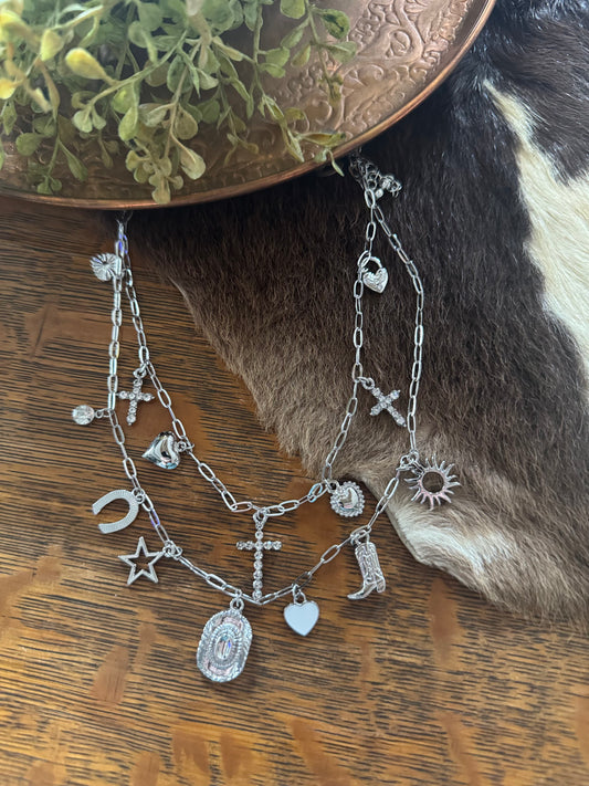 Double Charm - Silver Necklace