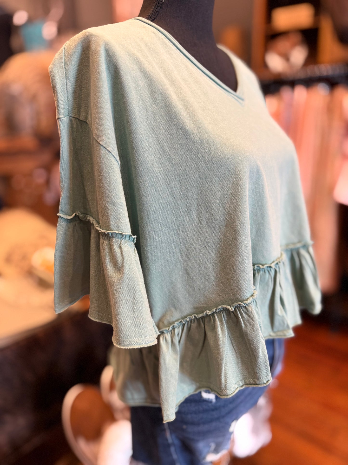 Juniper Mist – Sage V-Neck Tee