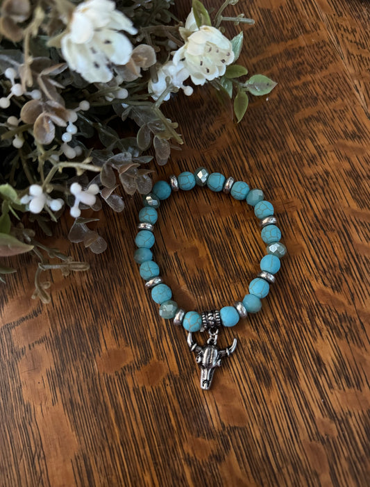 Bull Charm Bracelet - Silver
