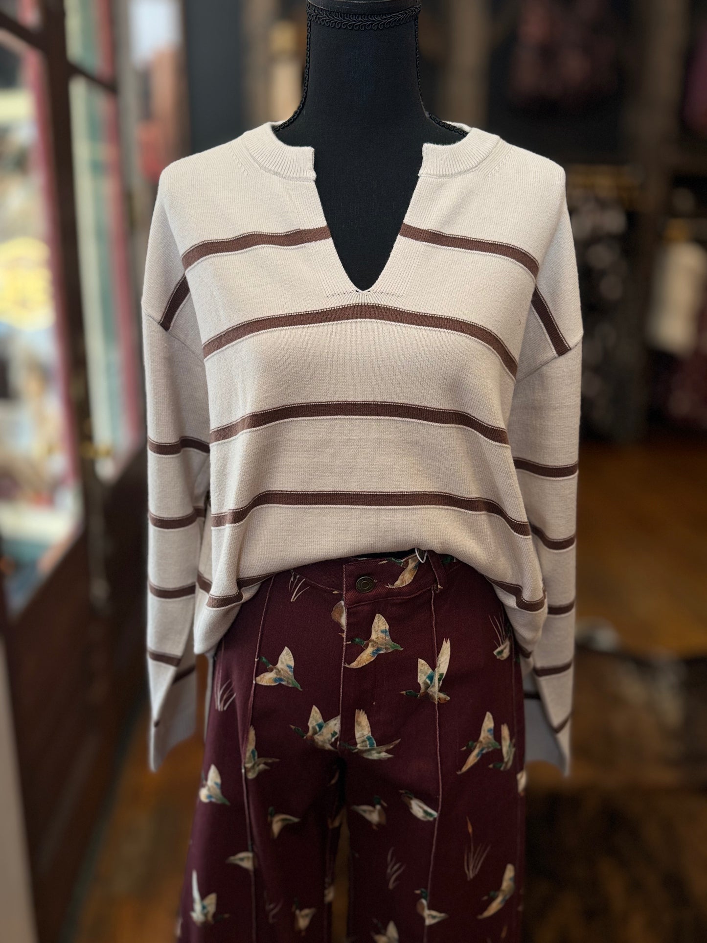 Crisp Fall Morning – Ivory Stripe Sweater