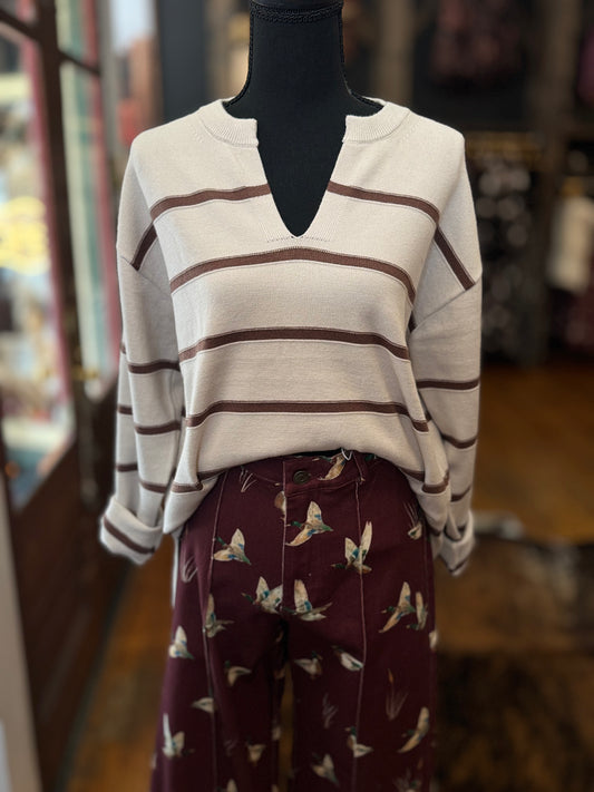 Crisp Fall Morning – Ivory Stripe Sweater