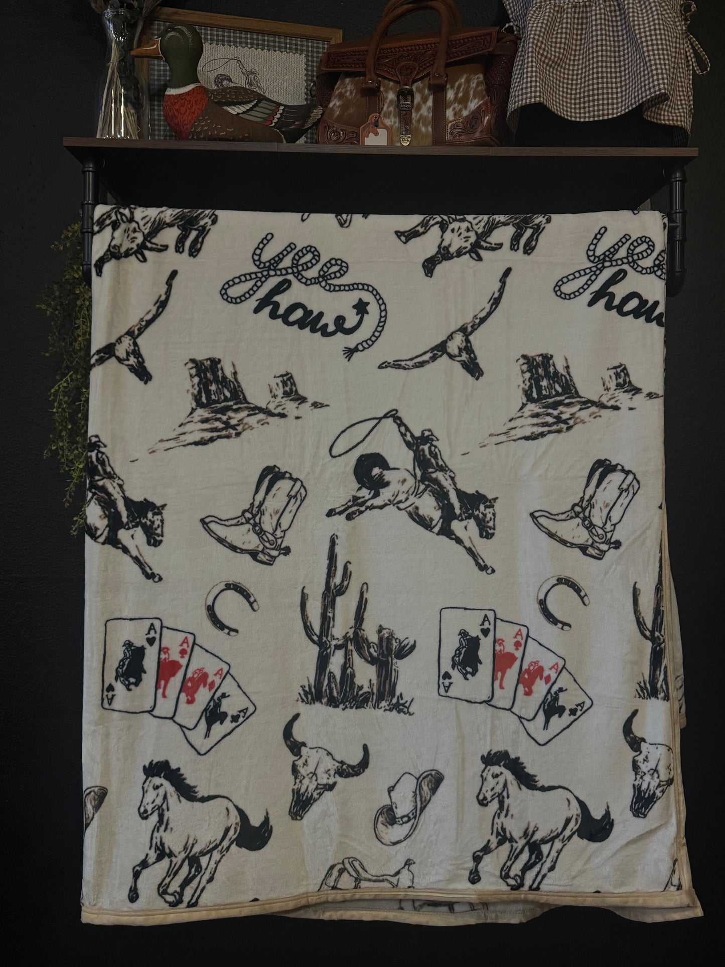 Cowboy Cards - King Plush Blanket