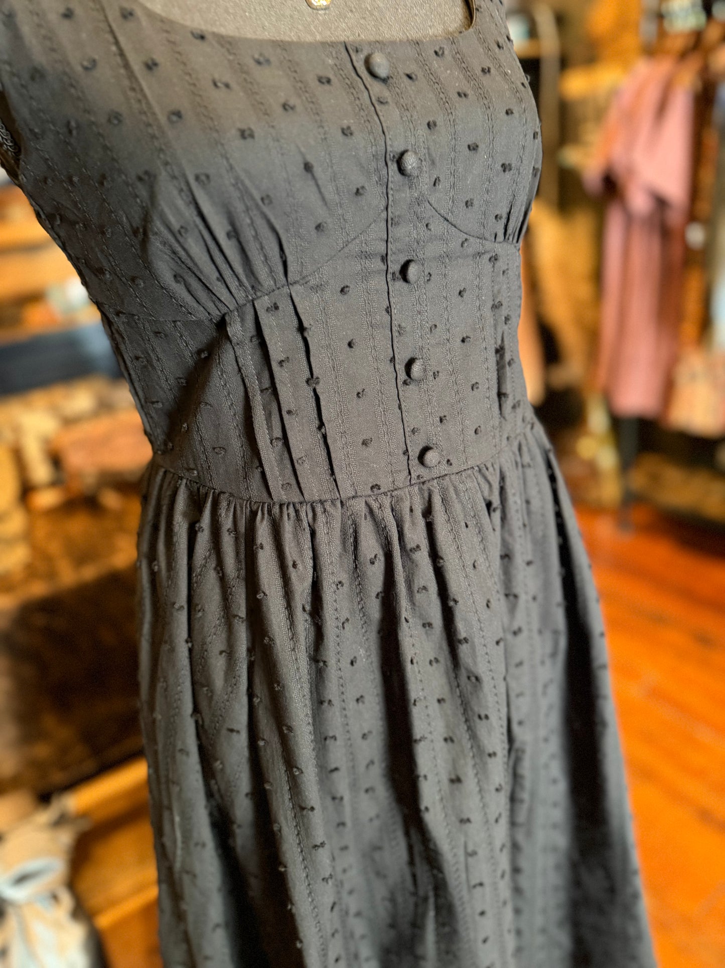 Noir Cottage Charm – Black Dress