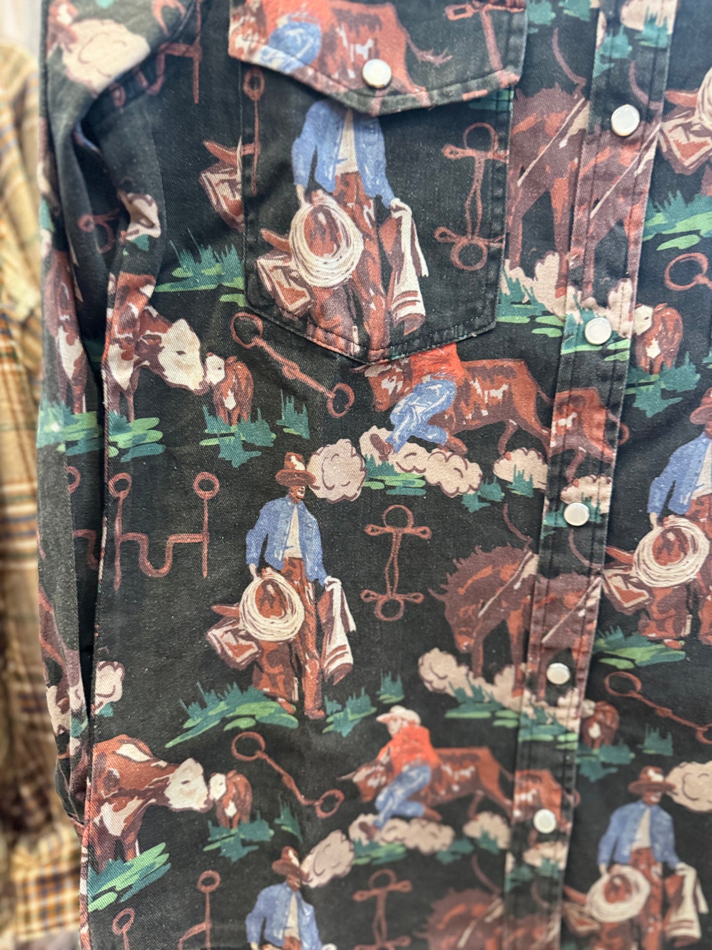 Cowhand Wrangler - Black Brush Popper Top