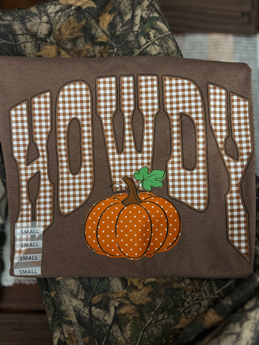 Howdy Gingham Pumpkin - Brown Graphic Tee