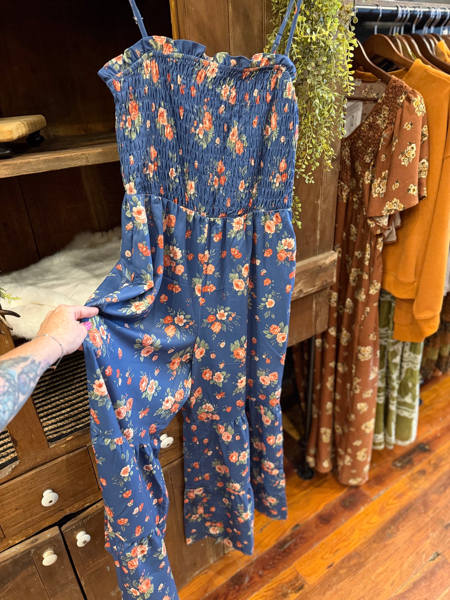 Navy Skies & Petals – Floral Jumpsuit