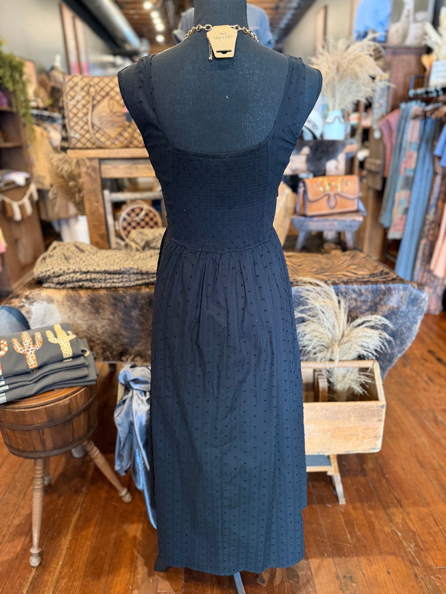 Noir Cottage Charm – Black Dress
