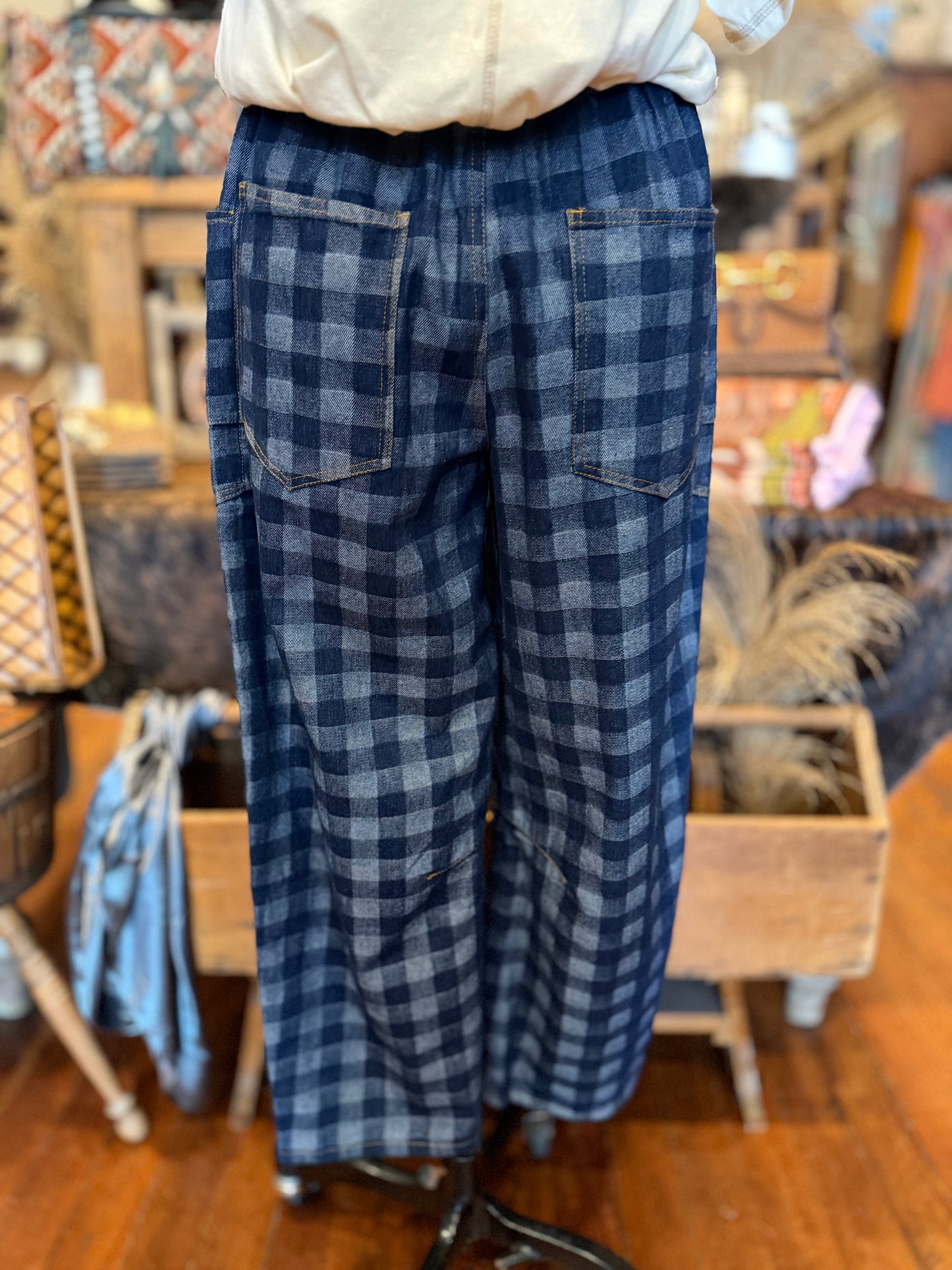 Checkered Patchwork – Denim Pants