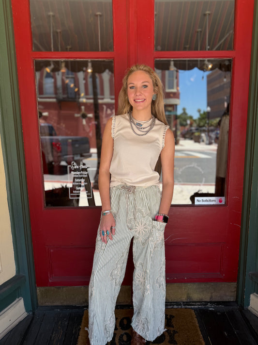 Sage Stitch Garden – Wide Leg Green Pants